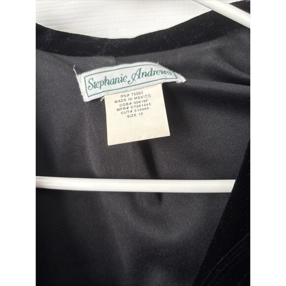 Stephanie Andrews  Womens Size 10 Black Button Blazer Jacket Faux Crushed Velvet - Picture 3 of 4